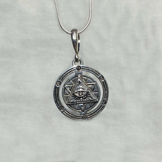 Reversible Sterling Silver All Seeing Eye / Pentagram Pendant