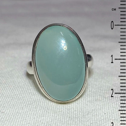 Oval Aqua Chalcedony Ring- Size 7.5