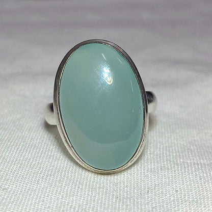 Oval Aqua Chalcedony Ring- Size 7.5