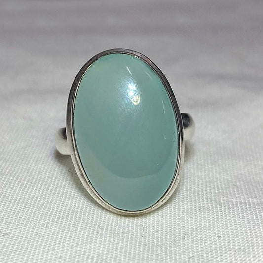 Oval Aqua Chalcedony Ring- Size 7.5