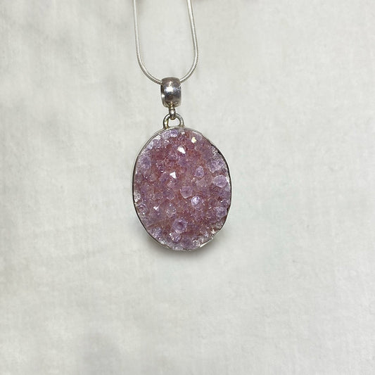 Oval Amethyst Druzy Pendant