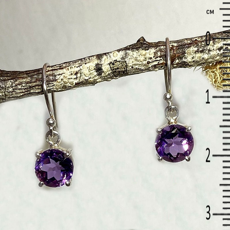 Faceted Round Amethyst Earrings
