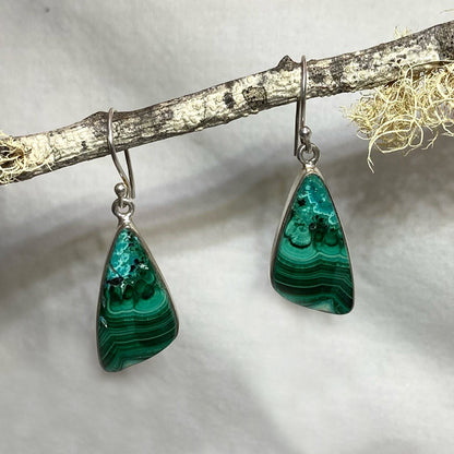 Freeform Chrysocolla & Malachite Earrings