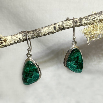 Freeform Chrysocolla & Malachite Earrings