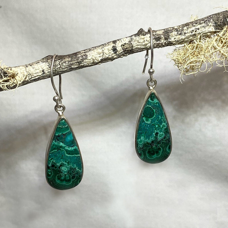 Teardrop Chrysocolla & Malachite Earrings