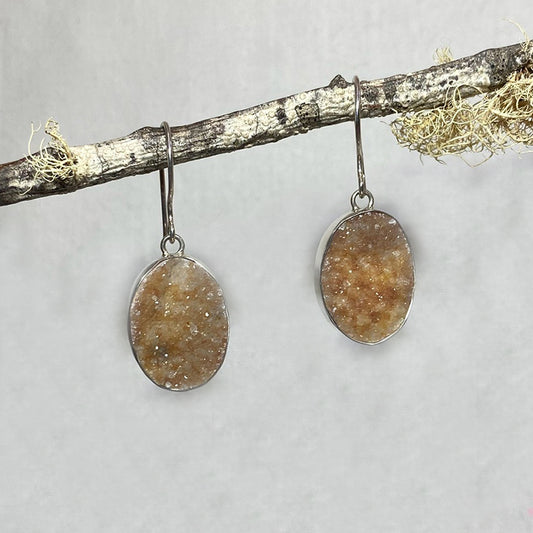 Oval Druzy Earrings