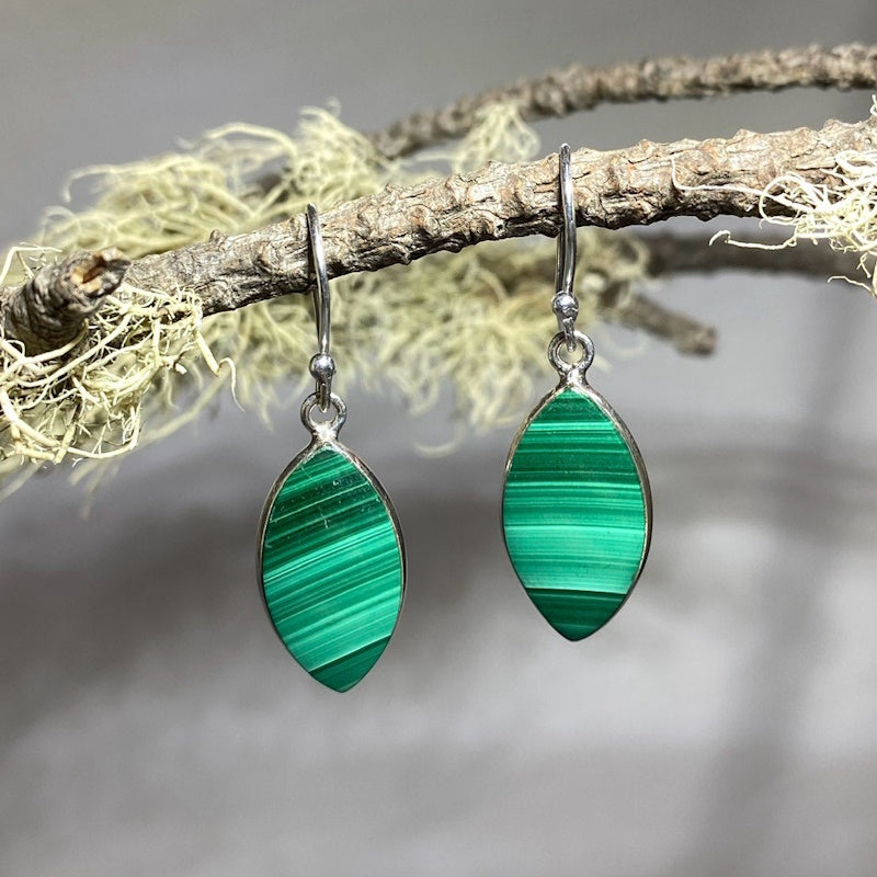 Diamond Shaped Malachite Earrings