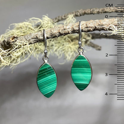 Diamond Shaped Malachite Earrings