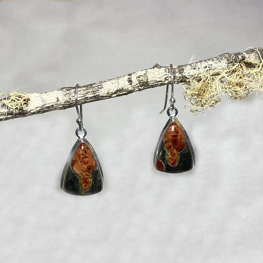 Triangle Peanut Obsidian Earrings