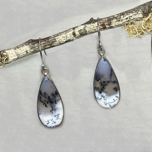 Teardrop Dendritic Opal Earrings