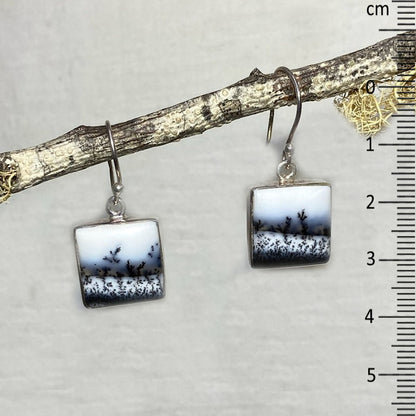 Square Dendritic Opal Earrings