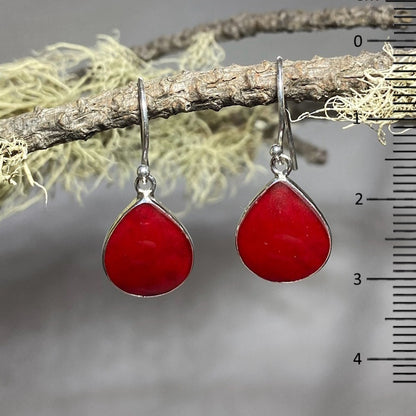 Teardrop Red Coral Earrings