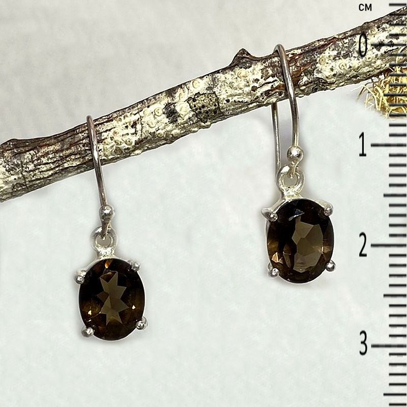 Faceted Oval Smokey Quartz Earrings