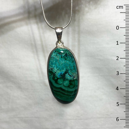 Oval Chrysocolla & Malachite Pendant