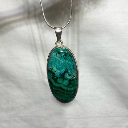 Oval Chrysocolla & Malachite Pendant