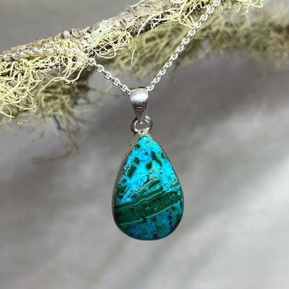 Teardrop Chrysocolla and Malachite Pendant