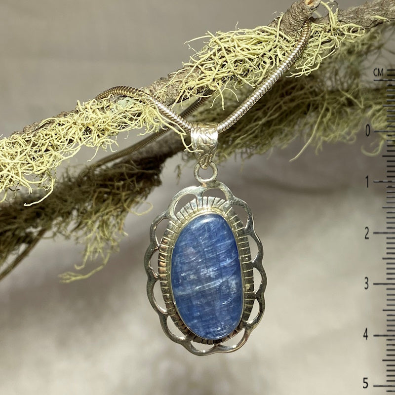 Ornate Sterling Silver Blue Kyanite Pendant