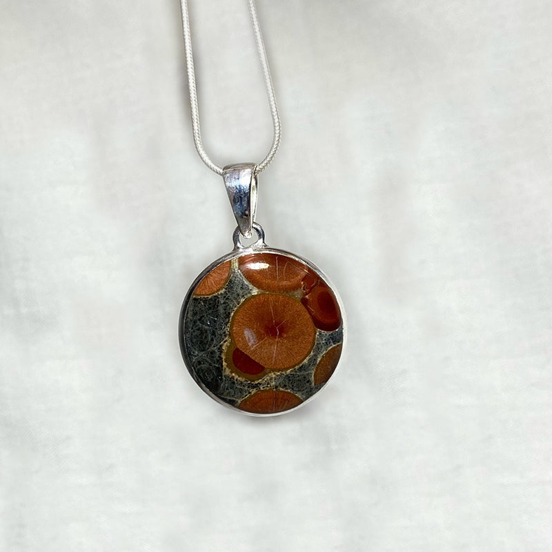 Round Peanut Obsidian Pendant