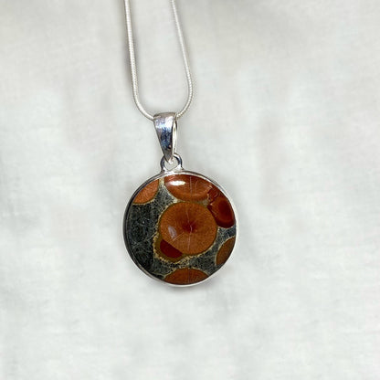 Round Peanut Obsidian Pendant