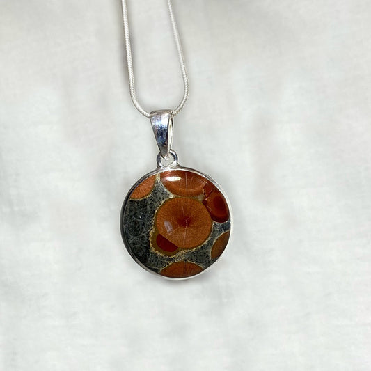 Round Peanut Obsidian Pendant