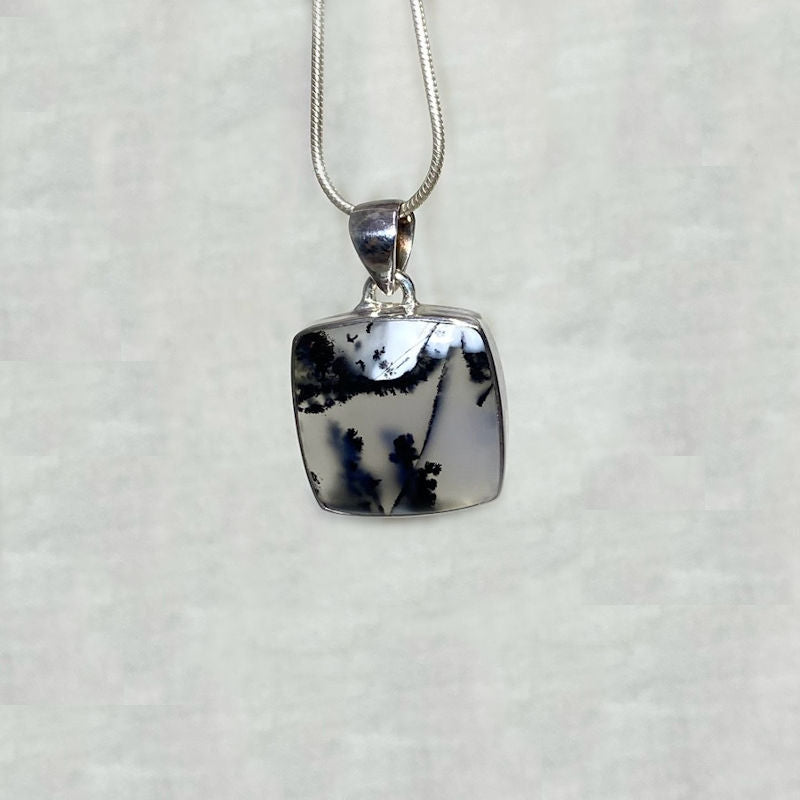 Square Dendritic Opal Pendant