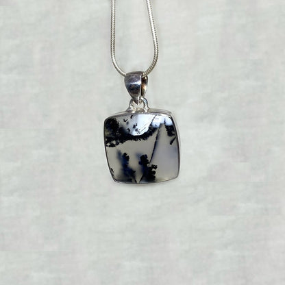 Square Dendritic Opal Pendant