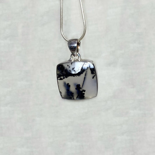 Square Dendritic Opal Pendant