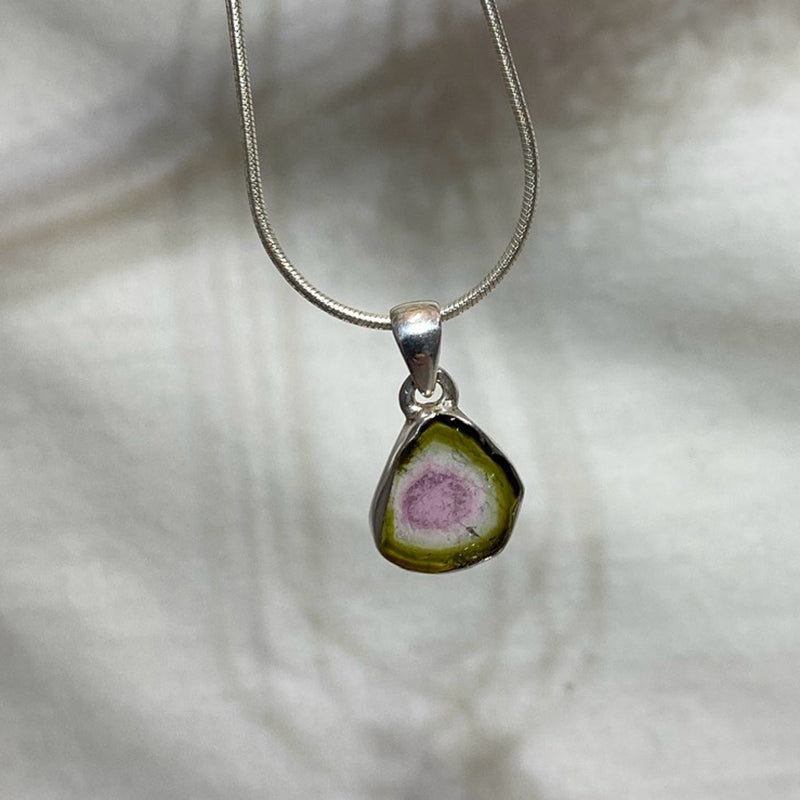 Freeform Watermelon Tourmaline Pendant