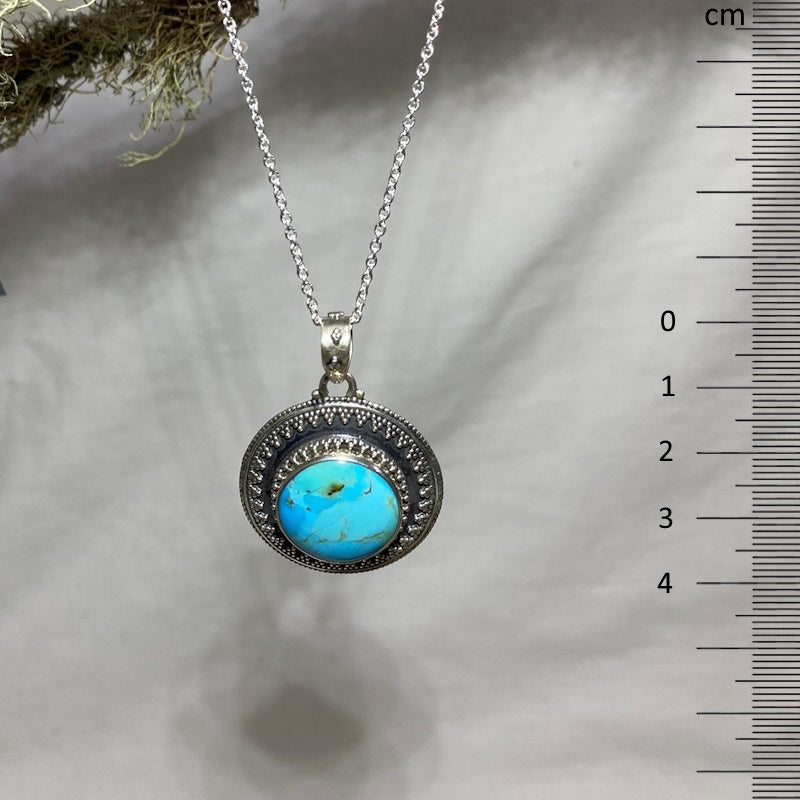 Ornate Silver Turquoise Pendant