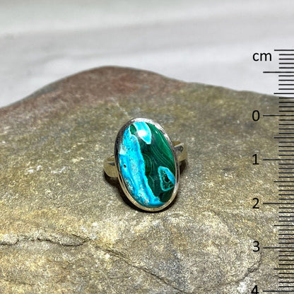 Oval Chrysocolla & Malachite Ring- Size 9