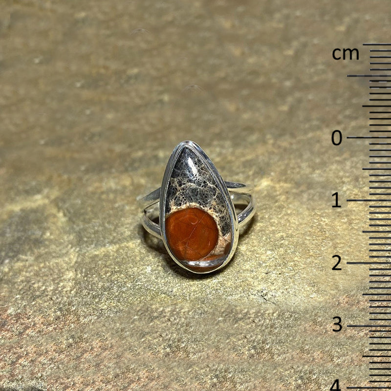 Teardrop Peanut Obsidian Ring- Size 8
