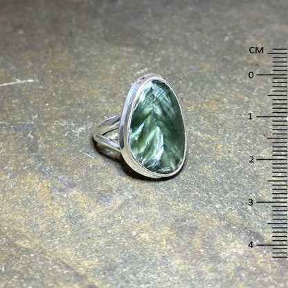 Split Band Freeform Seraphinite Ring- Size 9.5
