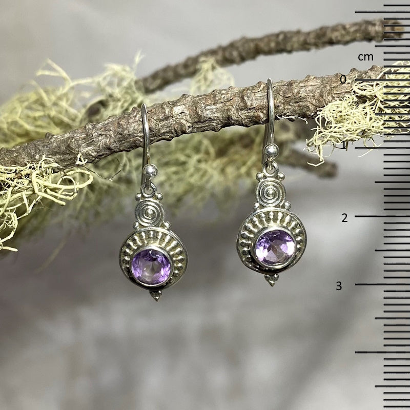 Ornate Faceted Amethyst Earrings