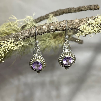 Ornate Faceted Amethyst Earrings