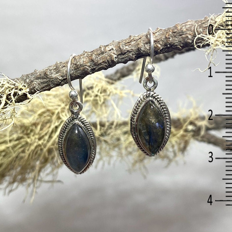 Diamond Shaped Labradorite Earrings