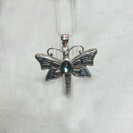 Sterling Silver Dragonfly Labradorite Pendant