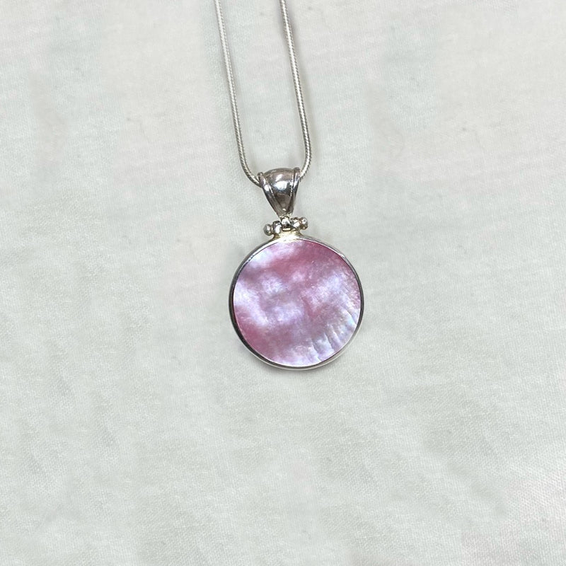 Round Double Sided Paua Shell & Mother Of Pearl Pendant