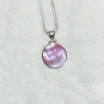 Round Double Sided Paua Shell & Mother Of Pearl Pendant
