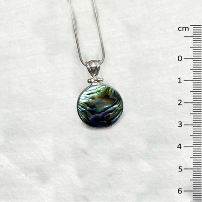 Round Double Sided Paua Shell & Mother Of Pearl Pendant
