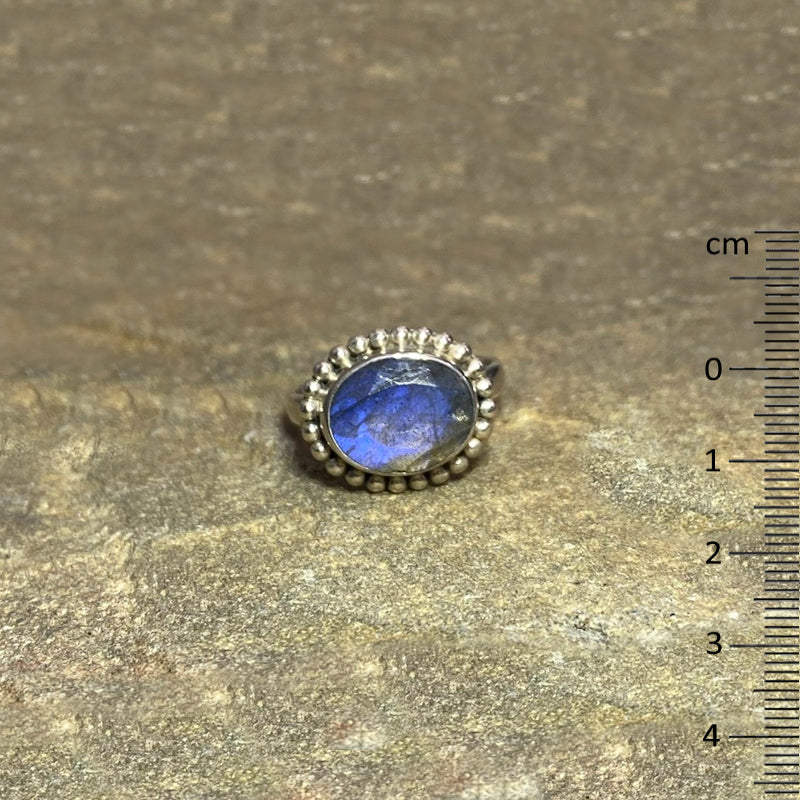 Faceted Oval Labradorite Ring- Size 8