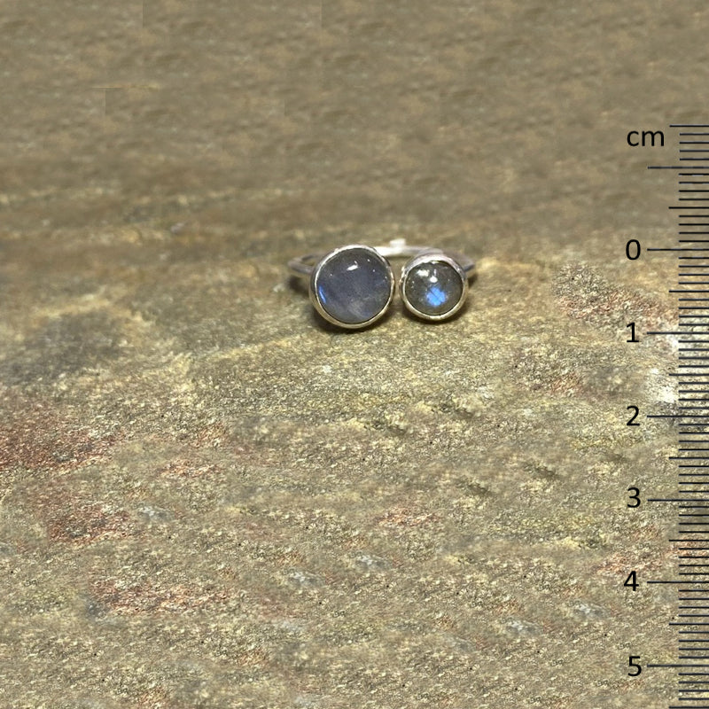 Round Double Labradorite Ring- Size 8.5