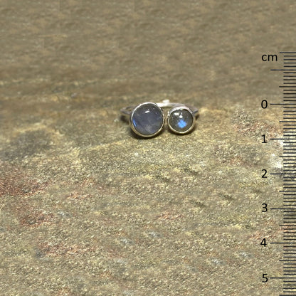 Round Double Labradorite Ring- Size 8.5