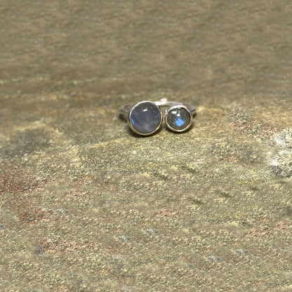 Round Double Labradorite Ring- Size 8.5
