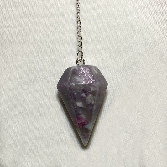 Rubellite In Quartz Pendulum
