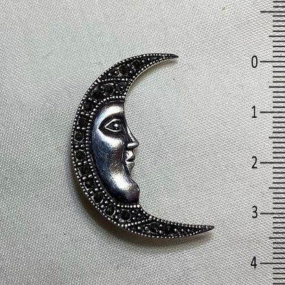 Marcasite Crescent Moon Brooch