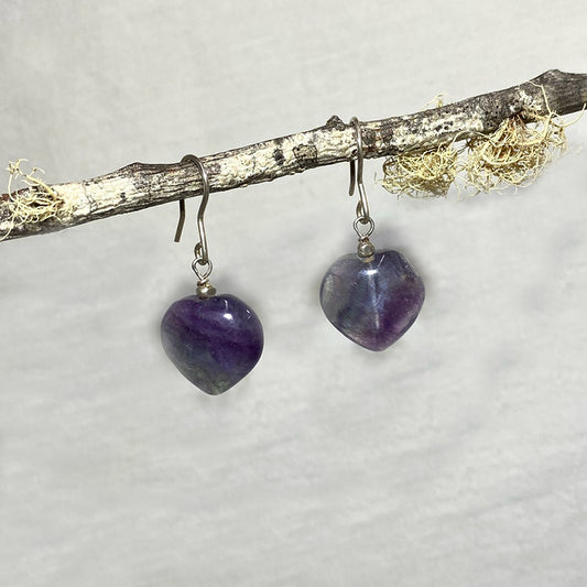 Rainbow Fluorite Heart Earrings