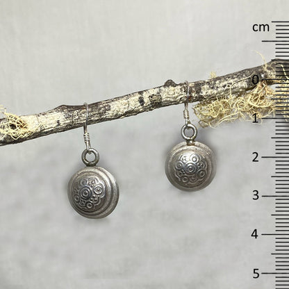 Round Hilltribe Silver Earrings