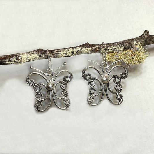 Butterfly Hilltribe Silver Earrings