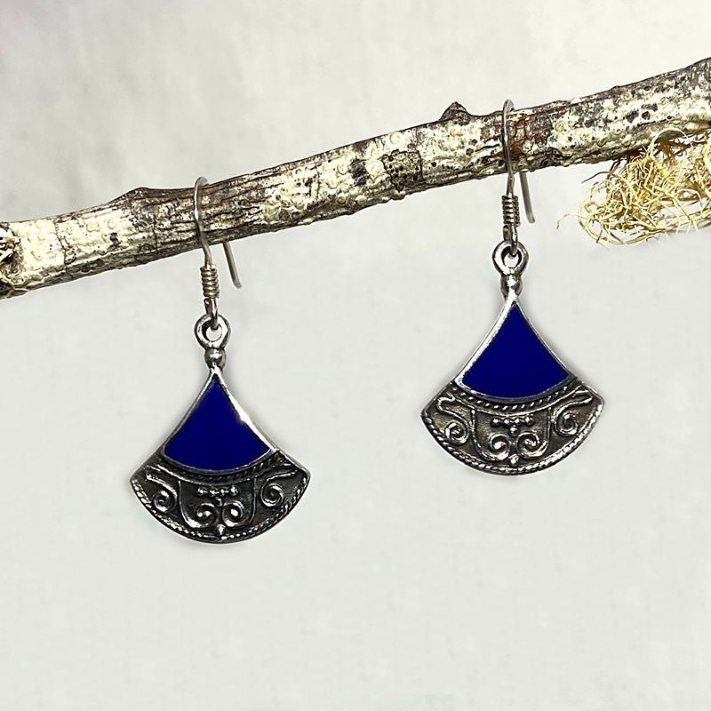 Lapis Lazuli Ornate Sterling Silver Earrings