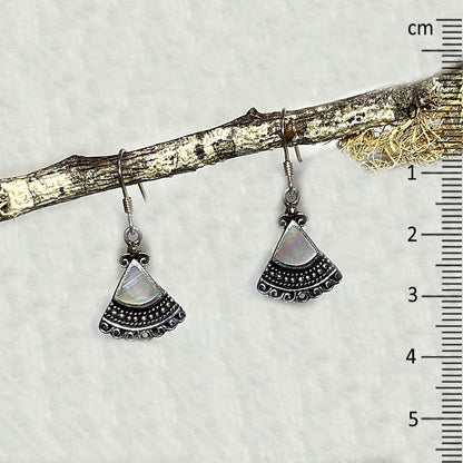 Mother Of Pearl Ornate Sterling Silver Earrings